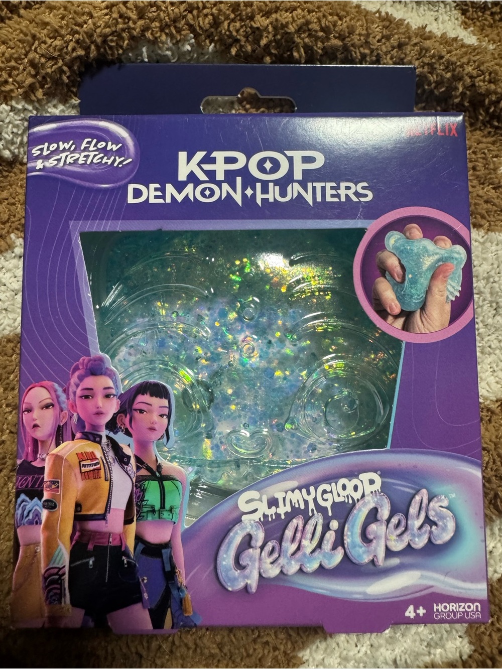 SlimyGloop Gelli Gels - KPOP demon hunters blue derpy cat squishy toy, new